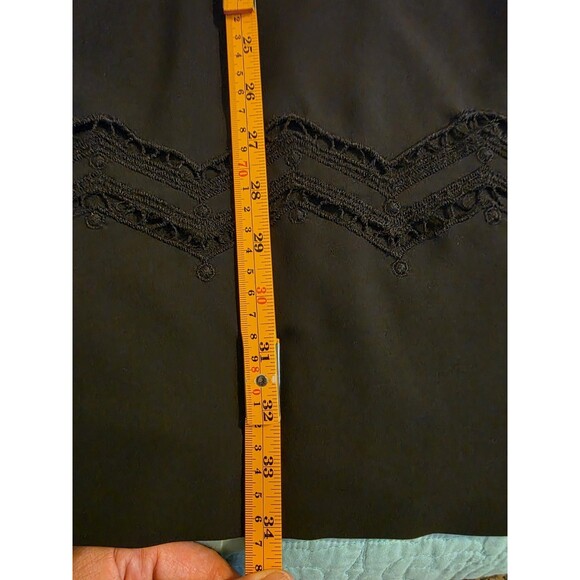 Loft Women's Size Medium Black Lined Chevron Embroidered Mini Dress - Picture 7 of 7